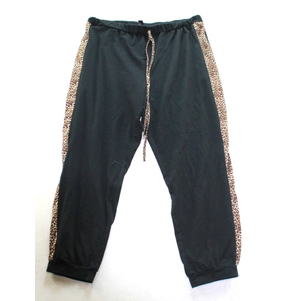 Shein Curve Women Black Pants Cheetah Print Casual Size‎ 3XL
